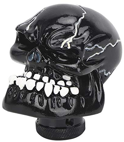VOBOR Skull Head Stick Manueller Schaltknauf Hebel Modifiziertes Schaltgetriebe 8MM/10MM/12MM Adapter(Schwarz)
