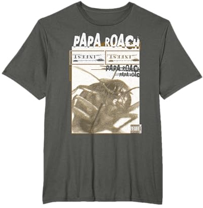 Papa Roach - Herren T-Shirt Schwarz, Classic Rock Band T-Shirt mit Cartoon-Muster, Infest-Foto-Design, Klassische Passform, Crew-Neck, Halbarm, 100% Baumwolle, EU-Small