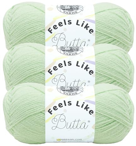 Lion Brand Yarn Feels Like Butta Soft Yarn for Crocheting and Knitting, Velvety, 3-Pack, Mint