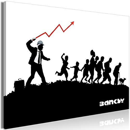 decomonkey Akustikbild Banksy 120x80 cm 1 Teilig Leinwand Modern Bilder Wandbilder XXL Schallschlucker Schallschutz Akustikdämmung Wandbild Deko Leise Modern schwarz weiß