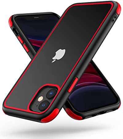 MobNano Compatible with iPhone 11, Ultra Thin Hybrid Case, Soft TPU Shockproof Bumper Anti Scratch Cover for iPhone 11 - Black Red