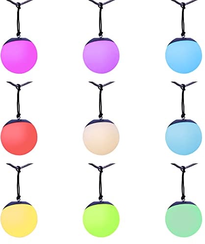 Northpoint LED Akku Hängelampe Hängeleuchte Kugelleuchte Bunt Warmweiß 2600mAh für Innen und Außen mit Erdspieß/Schnur zum Aufhängen