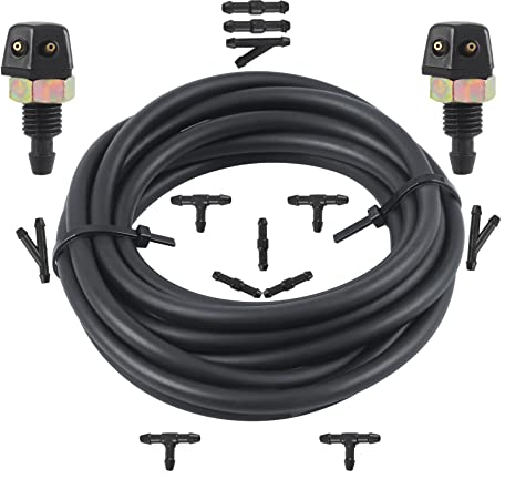 CarBole 3m Scheibenwaschanlage Schlauch Kit, Wischwasserschlauch Reparaturset mit 3m Automotive Schlauch, 15 Schlauchverbinder,2 Doppelloch Düsenspritze Scheibenwaschdüse