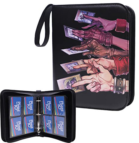 LTGEM Card Binder , 4 Pocket Trading Card Binder with 50 Removable Sleeves Holds 400 Cards,Card Collection Binder Holder Storage Album Book for MTC, TCG, Sports Cards , Pokemon Cards and More