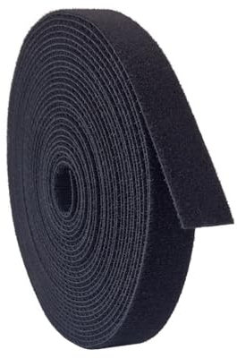 Kstar Beidseitiges Klettband 16mm x 25m in Schwarz – Klett Kabelbinder Rolle zum Bündeln & Fixieren – Zuschneidbar, Wiederverwendbar – Kabelmanagement & Kabel Organizer für Haushalt, Büro & Werkstatt