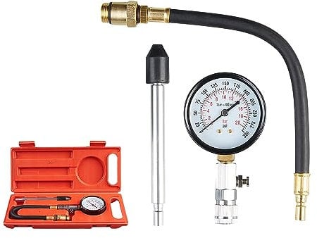 KATSU Petrol Engine Compression Tester Set Fuel Engine Cylinder Pressure Gauge Leakage Test Tool M14 M18 for Automotive Cars Trucks Motorcycles 449854