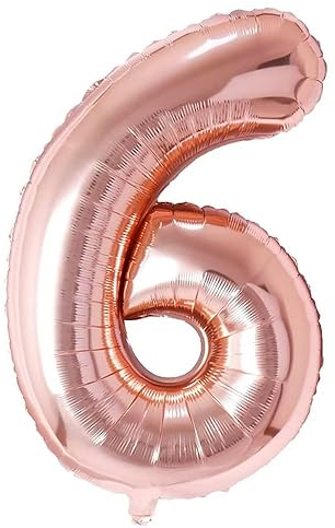 Vthoviwa 40 Zoll/18 Farbens Luftballon Zahlen 6 Rosegolden, Luftballon 6. Geburtstag Foil Ballon, 0123456789,10-19,20-25,30,40,50,60,70,80,90, Folienballon 6 Party Dekoration Helium Unterstützen