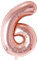 Vthoviwa 40 Zoll/18 Farbens Luftballon Zahlen 6 Rosegolden, Luftballon 6. Geburtstag Foil Ballon, 0123456789,10-19,20-25,30,40,50,60,70,80,90, Folienballon 6 Party Dekoration Helium Unterstützen