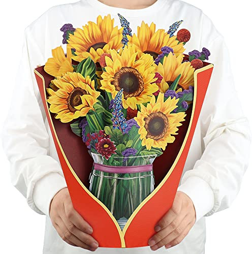 3D Pop Up Flower Bouquet Card 12 Inch for Mother's Day, Teachers' Day, Graduation and Birthdays. A gift for your parents, teachers or friends (Turner)