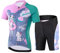 SXSHUN Kinder Jungen Radtrikot Mädchen Fahrrad Trikot Radhose mit Sitzpolster Kurzarm Radshirt Radsport Anzüge, Rosa+Grün, 134-140