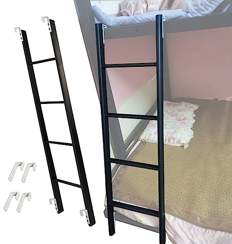 Hochbett Leiter Metallleiter/Wohnmobilkojenleiter, Schwarze Verstellbare Etagenbettleiter/Kletterleiter, Kurze Heimleiter mit Haken, 116/130/140/150 cm (Size : 116cm/45)