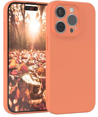 EAZY CASE - Silikonhülle für iPhone 15 Pro Hülle Silikon Case Orange weich stoßfeste Handyhülle Schutzhülle mit Kameraschutz Dünn Premium Schutz Cover TPU Phone Bumper in Pastell Hellorange Matt