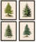 VIYYIEA Weihnachtsbaum-Drucke – 20,3 x 25,4 cm, Winterdekoration, Vintage, botanische Tanne, Weihnachtsbaum-Poster für Raumdekoration, 4 Stück