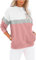 BUHIM Sweatshirt Damen Pullover Rundhals Langarmshirt Herbst Winter Farbblock Pulli Baumwolle Casual Langarm Oberteile Tops mit Taschen (A-Rosa, XXL)
