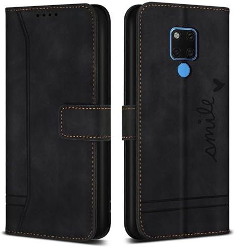 Bravoday Cover per Huawei Mate 20 / Huawei Mate 20, Flip Custodia in Pelle PU con Slot per Schede, Portafoglio Custodia per Huawei Mate 20 / Huawei Mate 20, Nero