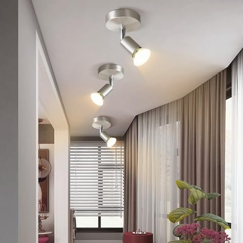 Glitzerlife LED Deckenstrahler 1 Flammig Deckenleuchte - 3ER Deckenlampe Modern GU10 Deckenspot Schwenkbar 330°Drehbar Wandstrahler Spot Edelstahl Decke Wohnzimmer Schlafzimmer