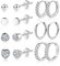 ALEXCRAFT Zirkonia Glitzer Ohrstecker Silber 925 Ohrringe Set Klein Damen Geschenk für Frauen Freundin Mama Mädchen