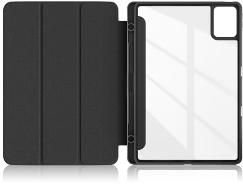 TOPCASE Funda Clara Transparente PC Respaldo para Lenovo Tab M11 TB330FU 11 Pulgadas 2024 con Soporte Bolígrafo,Ultra Delgado Carcasa con Soporte Función y Auto-Sueño/Estela,Negro