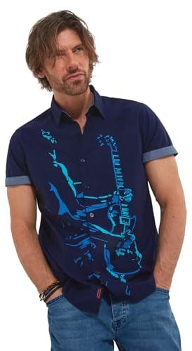 Joe Browns Men's Guitar Player Graphic Short Sleeve Shirt, Navy, XL
