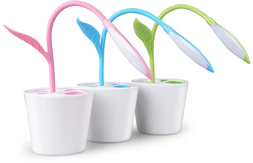 Angoily -schreibtischlampe Mit Ladefunktion 3 Helligkeitsmodi Pflanzenstifthalter Und Nachtlicht Für Mädchen
