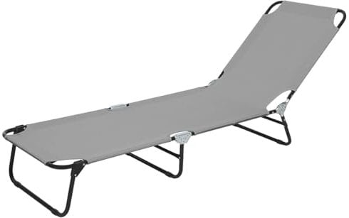 Acomoda Textil – Tumbona de Jardín Plegable y Reclinable en 5 Posiciones. Hamaca Cómoda y Resistente para Playa, Piscina, Jardín y Terraza, Gris Claro 186x53x24/82,5 cm. (1 Unidad)