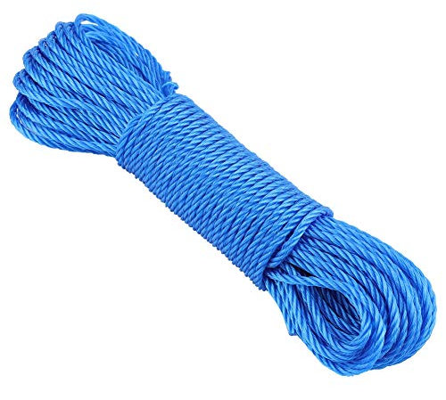 VIFERR Corda Stendibiancheria in Nylon, Cavo Stendibiancheria Resistente da 20 M, per Giardino Domestico, Campeggio Interno, Esterno (Blu)