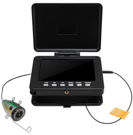 Unterwasser Angelkamera, Tragbare 5 Zoll Eisangelkamera Unter Wasser mit Infrarot LED Lichtern, 4 fachem Zoom, für See-, Boots- und Eisangeln (EU-Stecker)