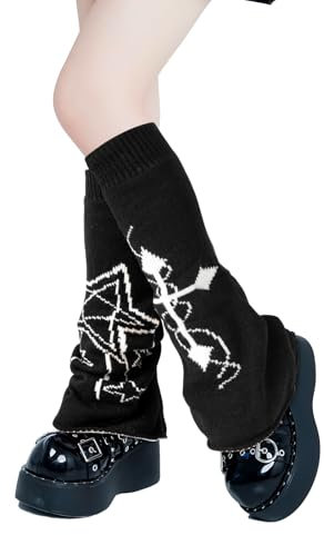 XEPST Y2K Leg Warmers - Harajuku Kawaii Leg Cover for Girls Women, 1 Pair of Lolita Knit Socks, Gothic 80s Cosplay Accessories, 50 cm