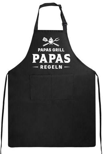 GEBETTER Kochschürze Herren Geschenk für Papa mit 2 Taschen verstellbar Schürze Grillschürze für Männer Vater Weihnachten Küche Garten Salon Küchenschürze Vatertag Geburtstagsgeschenk Kittelschürze