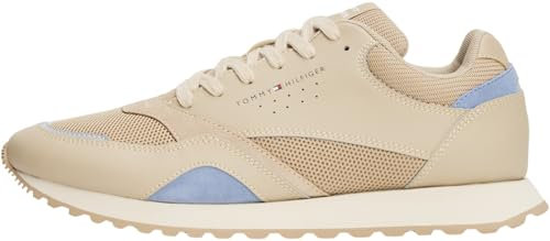Tommy Hilfiger Runner Sneaker Hombre New Eva Mix de Piel, Beige (Sandalwood), 42
