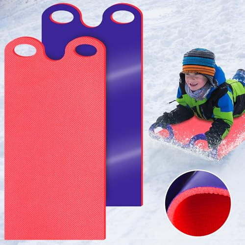 2PCS Roll up Snow Sled with Handles, Foam Plastic Sleds, High Speed Snow Sledding Equipment for Kids, Beach, Grass, Sand