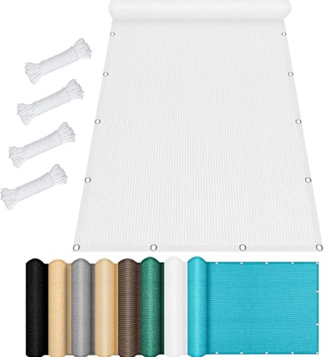 Sonnensegel Balkon Sichtschutz mit Ösen 60 x 120 cm Hdpe Gewebe Uv-Beständig Schattennetz für Gewächshaus Sichtschutz Wasser Luftdurchlässig für Carport Pflanze Pergola Zaun Außen, Weiß