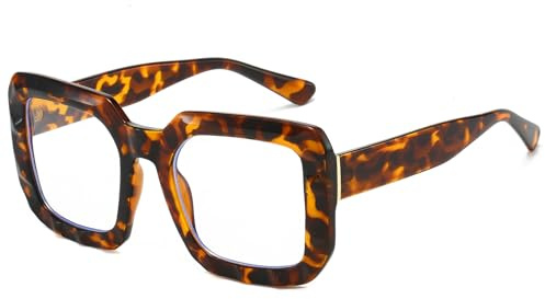 YAMEIZE Lunettes Anti Lumière Bleue Carrées Surdimensionnées pour Femmes et Hommes Monture Rétro à Grande Taille