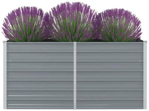 Grghtfu Gemüsebeet Pflanzbeet Gartenbeet Frühbeet Pflanzkasten Blumenkasten Blumenbeet Hochbeet 160 x 80 x 77 cm Verzinkter Stahl Grau