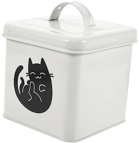 GALPADA Large-capacity Pet Food Storage Box Iron Cat Food Bucket Sealed and Moisture for Convenient for Household Use as Cat Snack Bucket | Dog Food Storage Box, Cat Food Storage, Spoon Included, Back to School