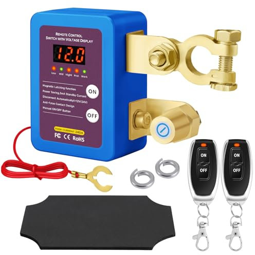 Batterie Trennschalter 12V 240A, Smart Drahtloser Ferngesteuerter Auto Trennschalter, Batterie Kill Switch Anti-Diebstahl mit LED-Anzeige automatische Abschaltung Schalter für Auto, RV, ATV, LKW, Boot