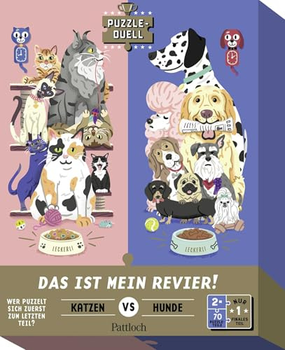 Puzzle-Duell - Das ist Mein Revier!: Wer puzzelt Sich zuerst zum letzten Teil? | Lustiges 2-Personen-Spiel. Zwei 70-Teile-Puzzles und EIN beidseitiges Schlussteil für beide Spieler