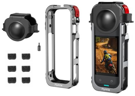 BeisDirect Kaninchenkäfig aus Metall für Insta360 X5, schützendes Erweiterungsgehäuse, Rahmen mit Objektiv-Schutzhülle und Mikrofon-Windschutz für Insta 360 X5 Action-Kamera-Zubehör