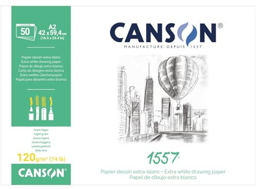 NEU 1557 Zeichenblock, DIN A2, 50 Blatt, 120 g/m², Leicht gekörnt
