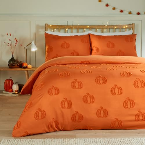 furn. Duvet Day Pumpkin Fields Duvet Cover Set – Ultra Soft Cosy Autumn Tufted Bedding (Multicolour - Double)