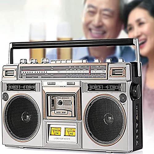 Lettore CD portatile, registratore a nastro retrò, Boombox vintage con radio AM/FM, amplificazione dei bassi, altoparlante integrato, jack per cuffie
