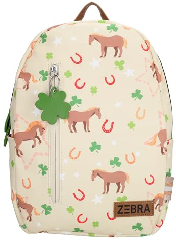 ZEBRA trends - Mädchen Rucksack für Schule - fröhliche Prints | geräumiges Hauptfach mit Innentaschen, seitliche Flaschenhalter, Vordertasche mit Reißverschluss, Pferde
