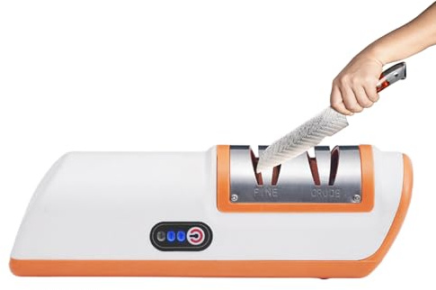 Sharpener for Kitchen Knives, 3-Stage Cutting Head Trimmer, Automatic Sharpening Tools with USB Charging, Suitable for Saw, Rotary Cutter, Scissors, Razors, Work, Garden, Seniors and