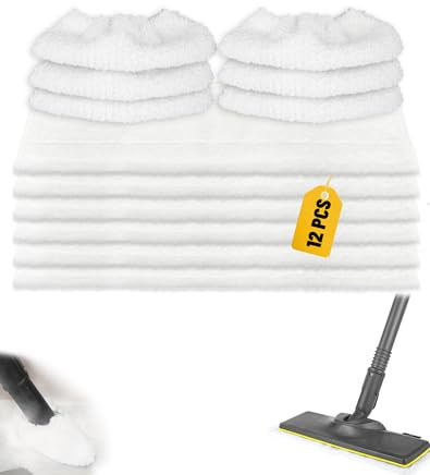 Lot de 12 Chiffons pour Kärcher 6 Lingettes + 6 Bonnettes pour Kärcher EasyFix SC 2, SC 3, SC 4, SC 5 – Accessoires Compatible avec Nettoyeur Vapeur