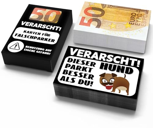 WAMIOKAGRO Scheiße Geparkt Auto Gadgets, 50 Stück Lustige Falschparker Karten, 50€ Geldschein-Design, Scheisse Geparkt, Scherzartikel Gegen Autofahrer, Lustige Gadgets