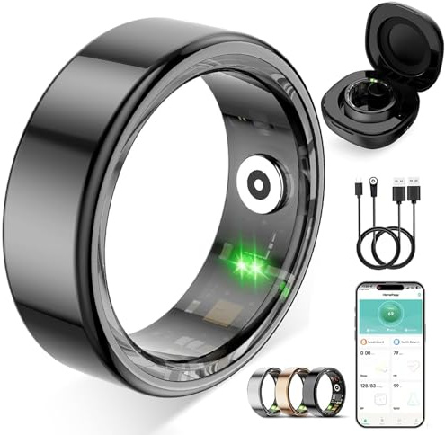 ZBNMY Smart Ring for Women Men,Fitness Tracker Ring with Heart Rate, Sleep Monitoring, Blood Oxygen, Step Counting for iOS and Android, No Subscription Fee,Waterproof(Black, 10)