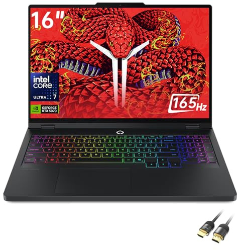 Lenovo Legion 5 Pro 16’’ Gaming Laptop, 2.5K OLED 165HZ Display, Intel 20-Core Ultra 7 255HX, RTX 5070, 16GB DDR5 RAM 2TB SSD, RGB Backlit, Wi-Fi 7, Win 11 Home, PDG HDMI Cable, US Version KB