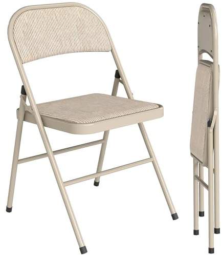 HOMCOM Klappstuhl mit Gepolsteter Rückenlehne 2er Set bis 120 kg Beige