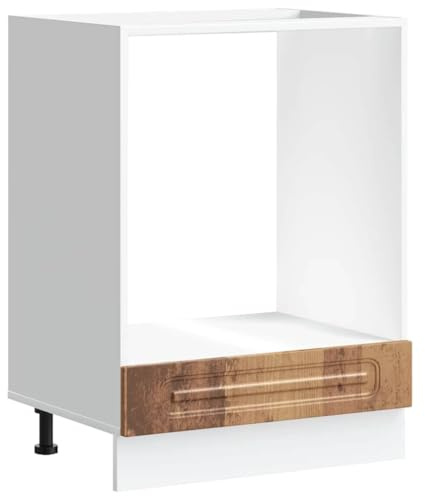 Qnhdfrt Kalmar - Mueble empotrable para horno y microondas (60 x 46 x 81,5 cm), diseño de madera envejecida