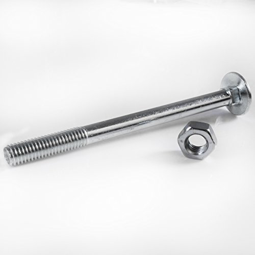 M8 x 150mm (6 Inch) Coach Carriage Bolt and Nut BZP - Pack of 10